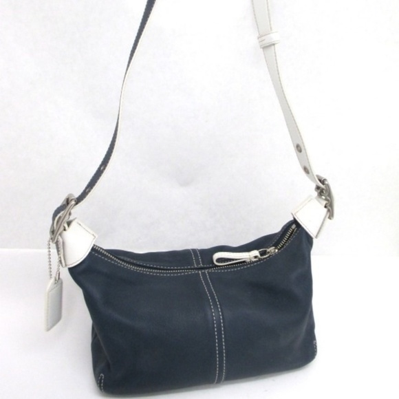 Coach Handbags - Coach Navy & White Leather Legacy Hobo Handbag